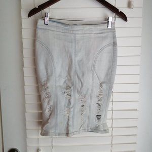 Distressed Denim GUESS Skirt w/ Zipper